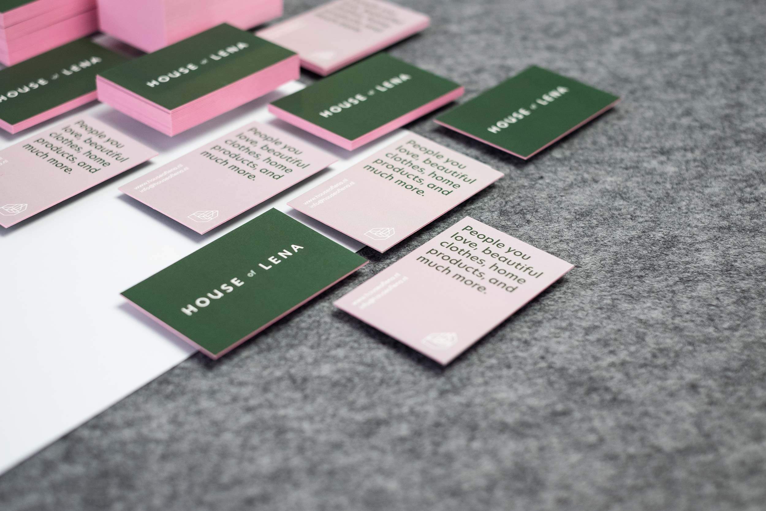 An overview of House of Lena business cards.