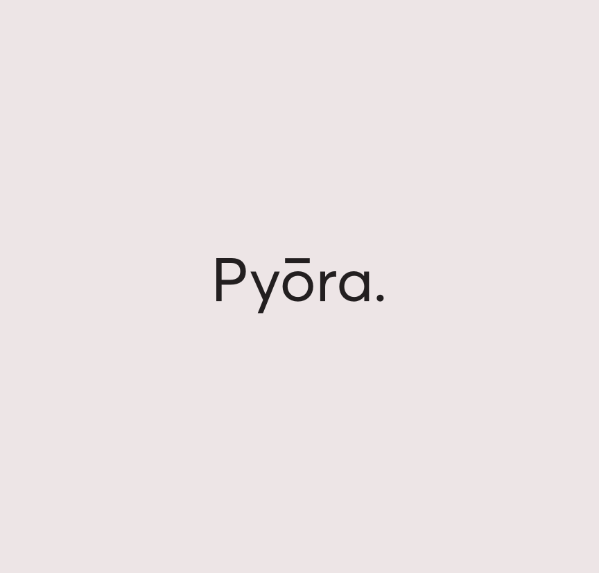 Pyora logo black on pink